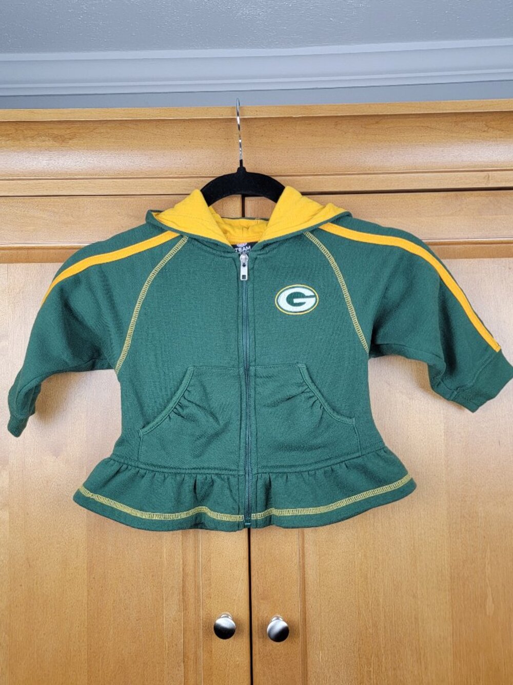 NFL Team Apparel Green & Gold Green Bay Packers Long Sleeve Ruffle Hem Toddler S - Picture 3 of 7